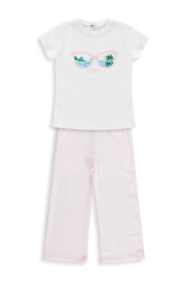 Striped 6-9 Years Old Set - White