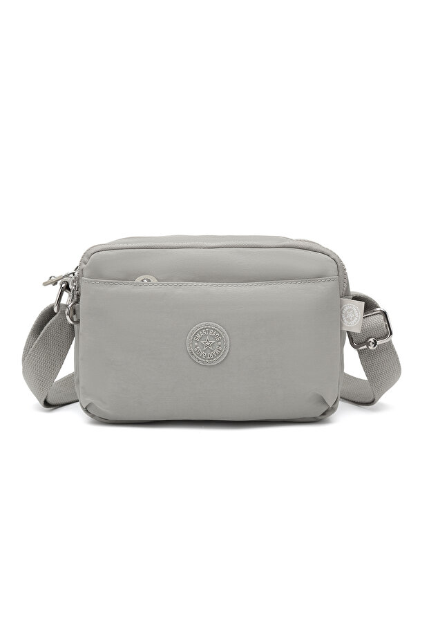 Daily Small Size Waterproof Lightweight Crinkle Fabric Women's Shoulder Bag Ice Gray