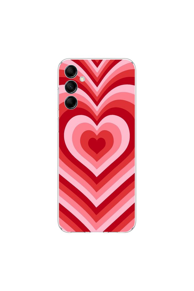 Samsung Galaxy M14 Compatible Heart 3 Design Transparent Case