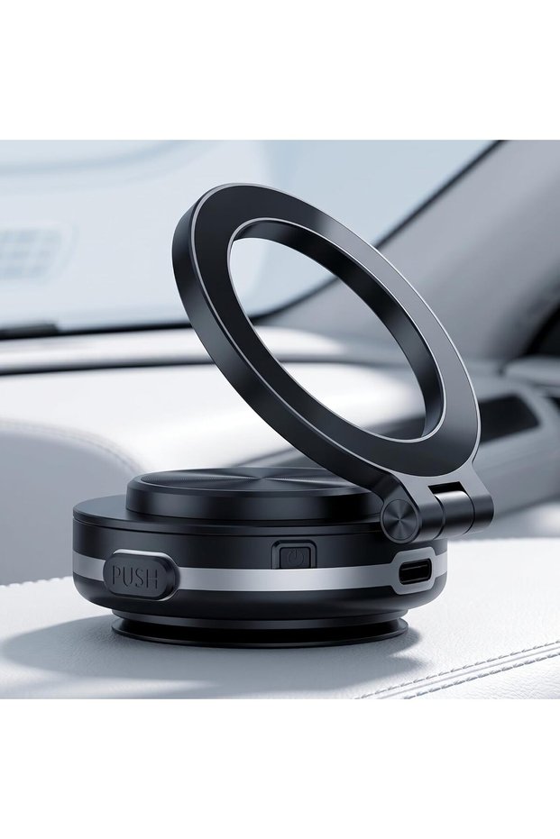 Magnetic Car Phone Holder with Rechargeable Battery, Foldable 360° Adjustable Mobile Holder for Car Dashboard, Type-C Charging Mobile Mount (Vacuum Magnetic1)