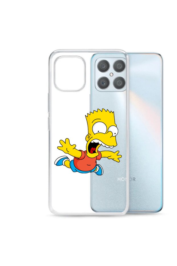 Case compatible with Honor X8 Transparent Silicone Simpson Bart Fly Pattern