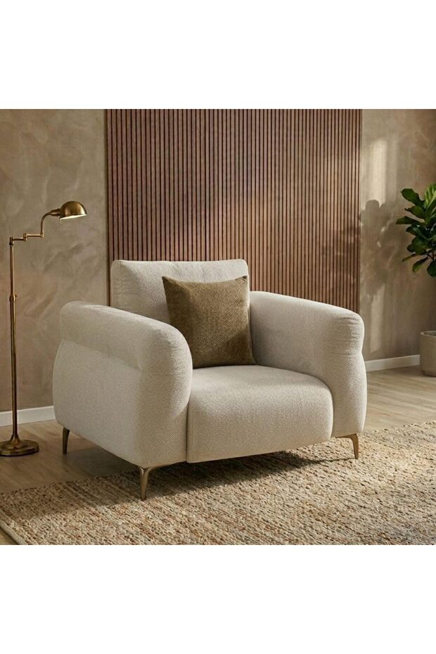 Draven 1 Seater Fabric Sofa | Armchair | Modern Design Accent Chair - Light Brown