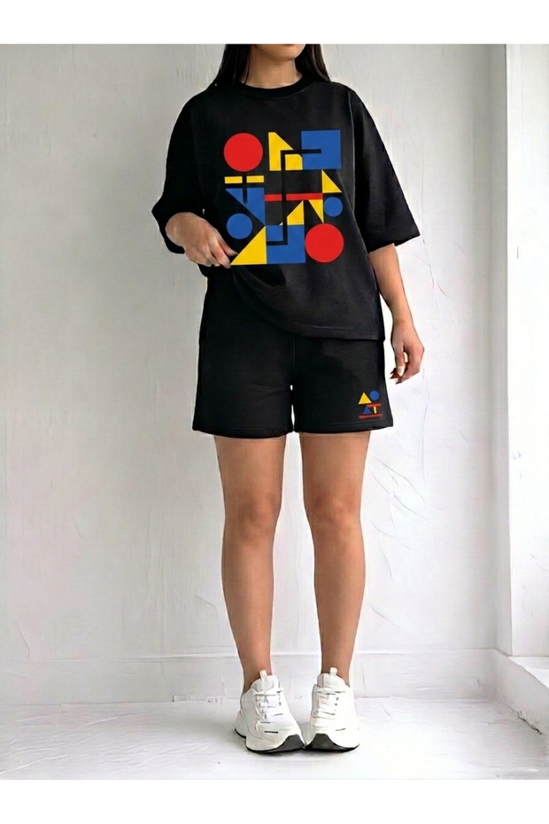 Women's Oversize Avo Basic T-Shirt and Wide Leg Sweatpants Set | Comfortable Daily Casual Streetwear Combination