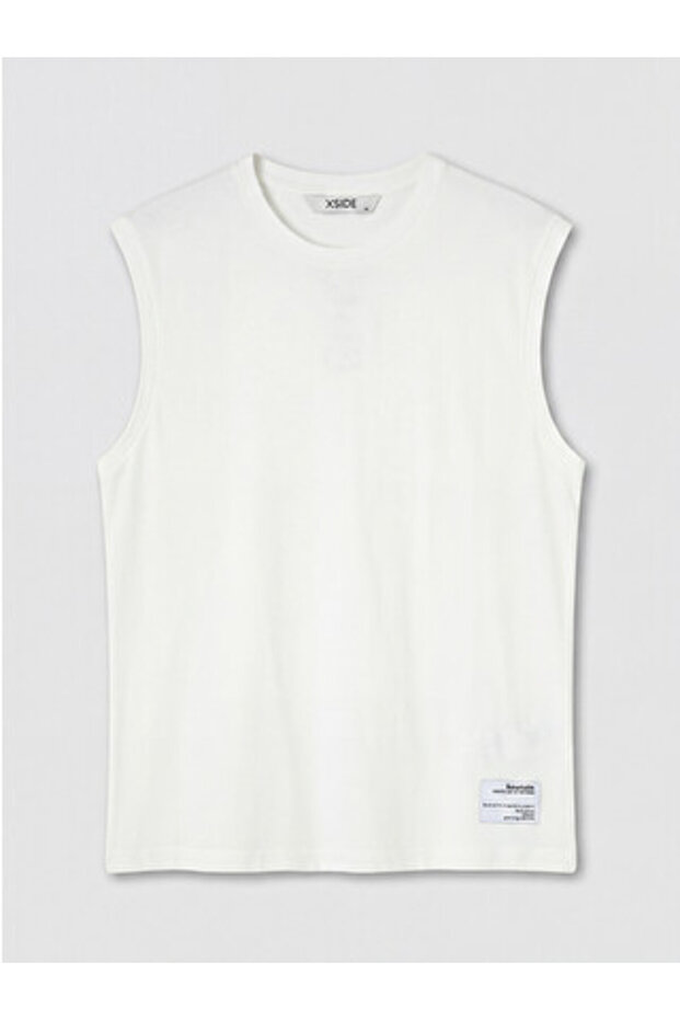 New Season White Regular Fit Crew Neck Sleeveless Men's T-Shirt