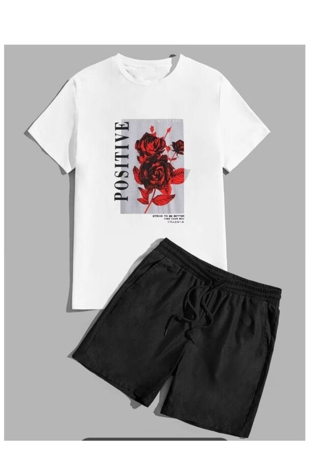 Unisex T-Shirt Shorts - T-Shirt with Shorts Bottom Top Set Elemek Ki̇ng Printed
