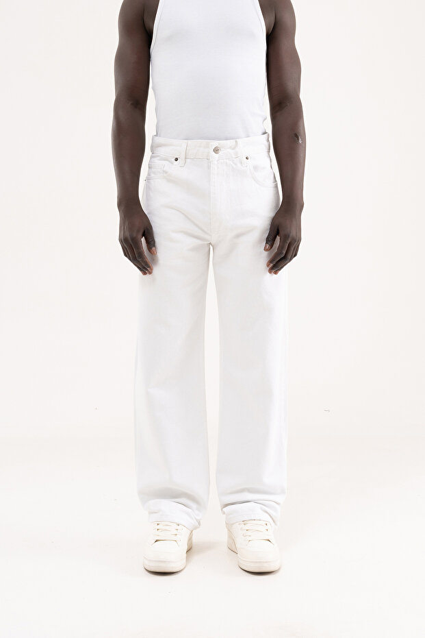 Men's Baggy Fit Jean Trousers White