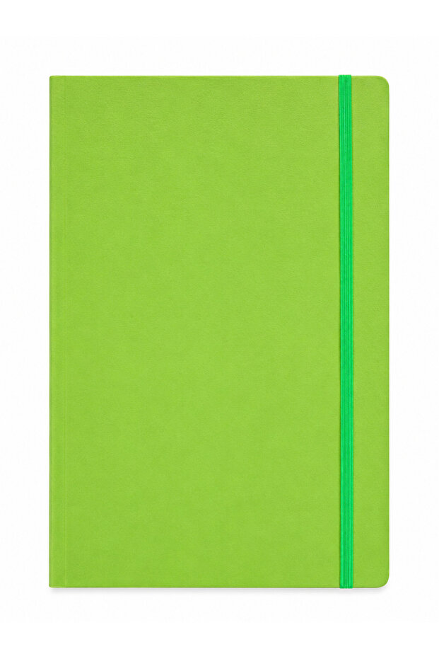 Quaderno Notebook A5 80 Sheets Unlined with Elastic Band, Gel - Lime