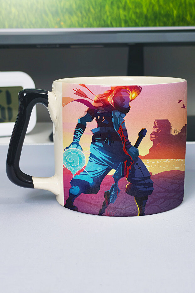 كوب سيراميك فاخر مطبوع عليه Dead Cells (قطعة واحدة) بمقبض أسود خاص V1D