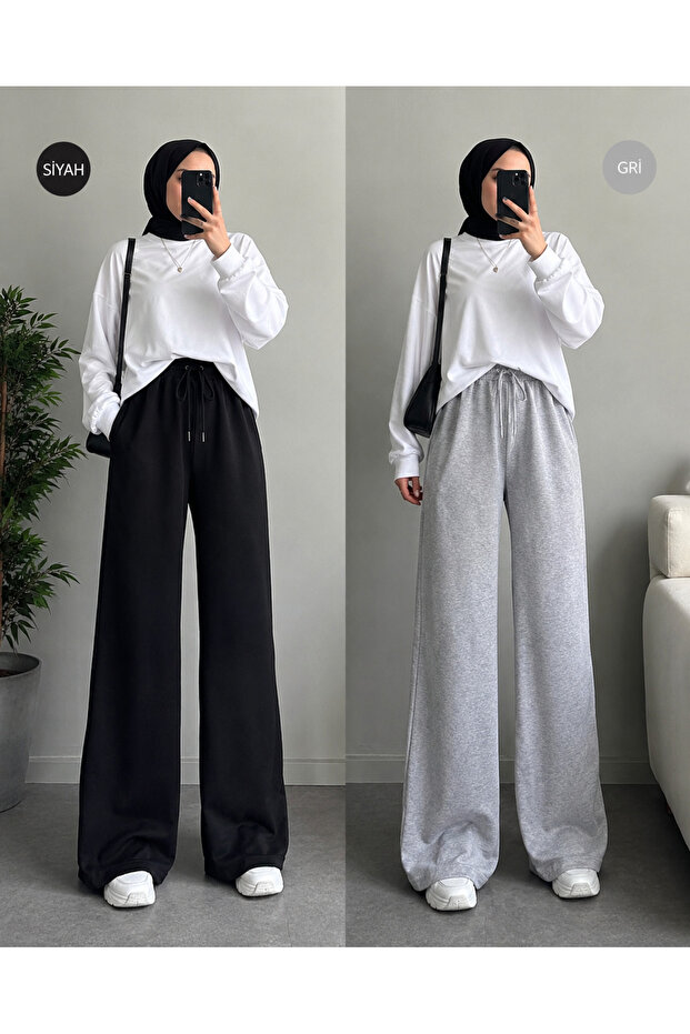 Double Black and Gray Sweatpants - Loose Fit, Compatible with Tunics and Sweatshirts