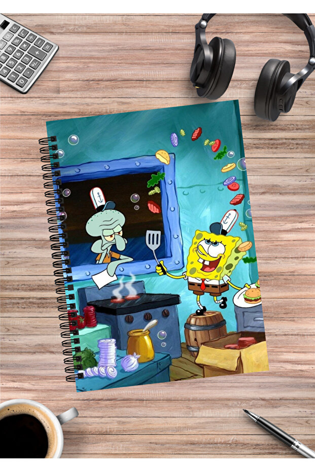 Sünger Bob Anime Spiral Notebook A5 (50 Sheets)