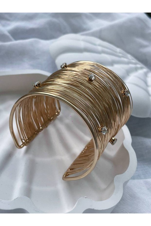 Thick Beaded Detailed Trendy Fashion Model Women's Bracelet