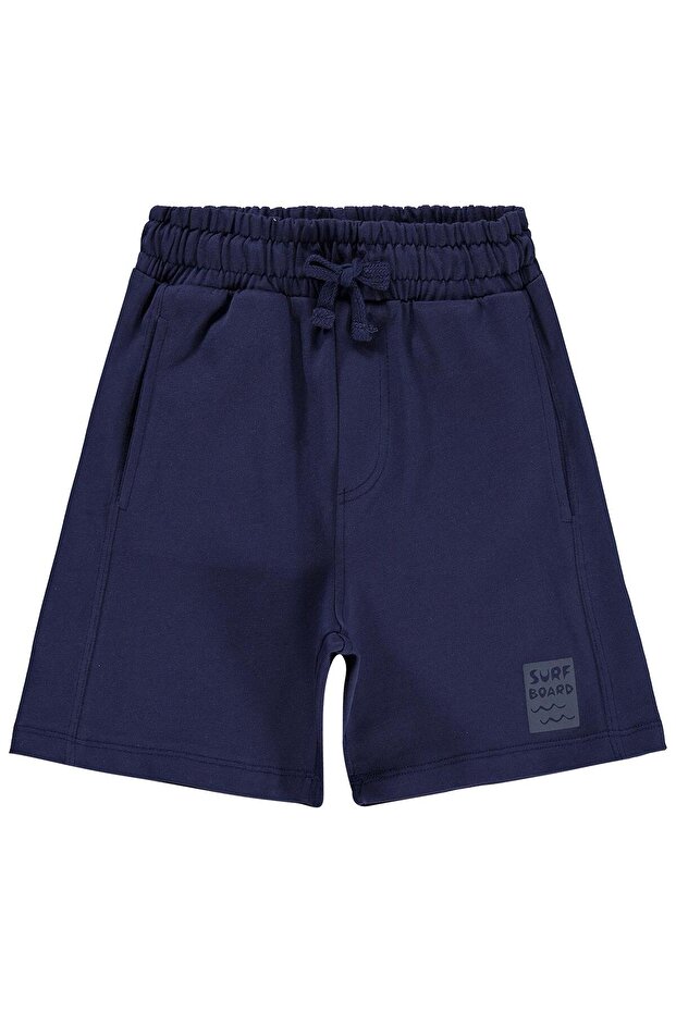 Basic Have Fun Printed Shorts for Ages 6-9 - Navy Blue