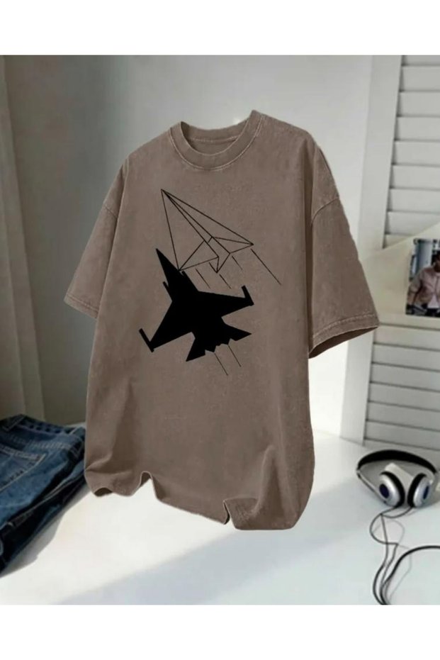 Fly Printed Unisex Washable Vintage Oversize T-Shirt