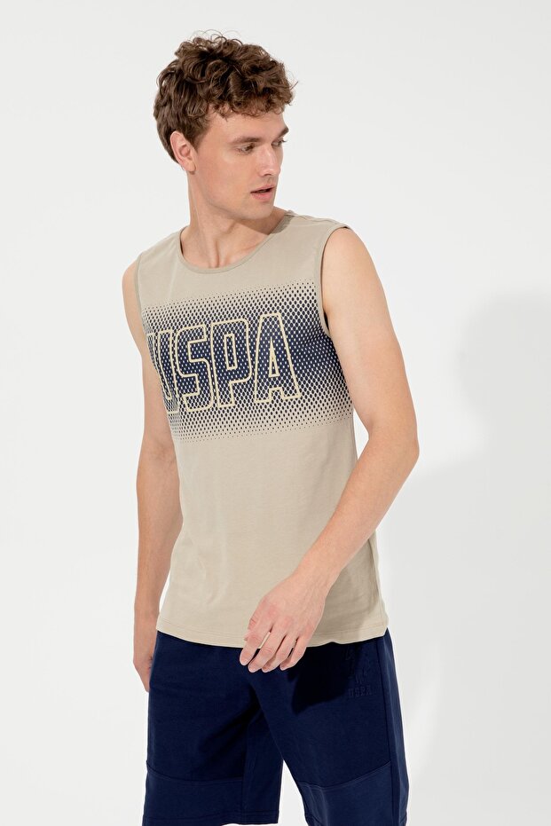 Men's Khaki Crew Neck T-Shirt