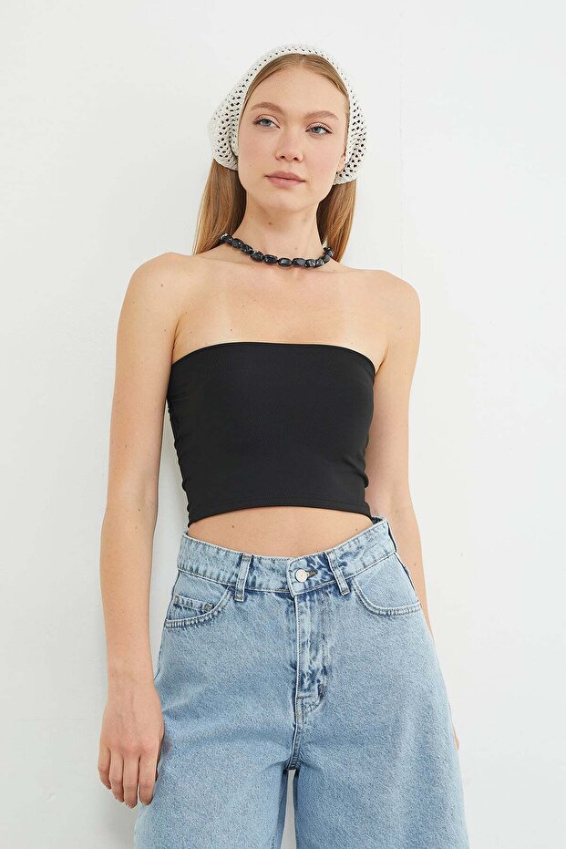 Basic Covered Strapless Bustier - 2