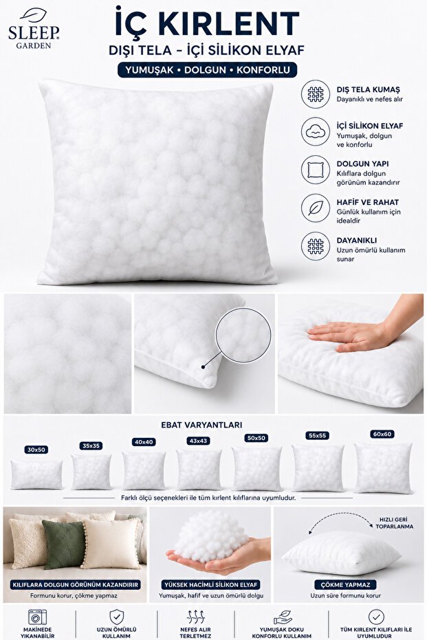Throw Pillow Inner Cushion -Throw Pillow Inner Cushion -Different Sizes -100% Fiber Filling