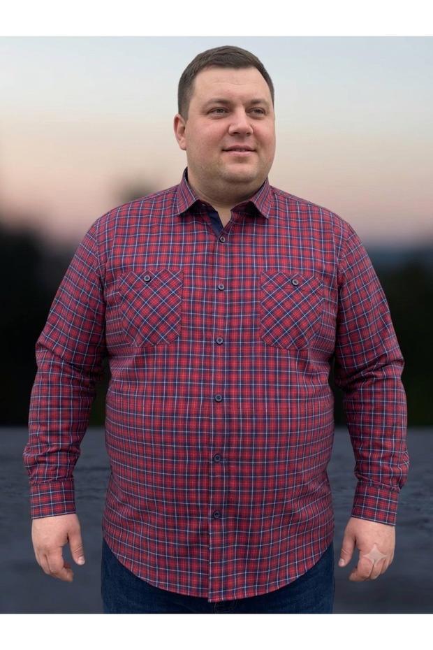 Battal Wide Cut Double Pocket Indigo Shirt