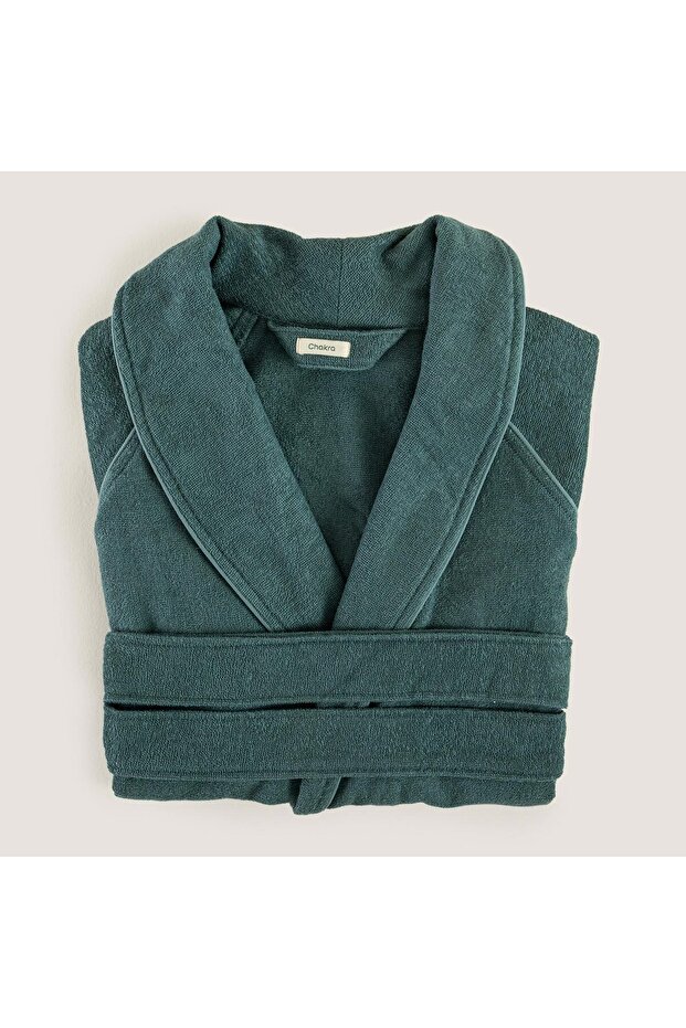 Solid Bamboo Unisex Bathrobe Smoke Turquoise - 1