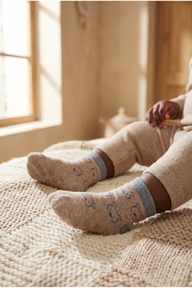 Baby Bear Patterned Socks Brown