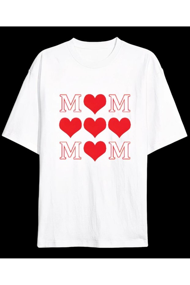 Mother's Day Gift Mom Printed Oversize Crew Neck T-Shirt - White