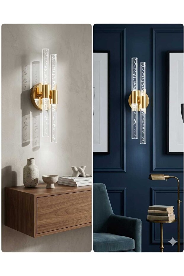 مصباح حائط LED بتصميم عصري من Bubbleflux Dubble Medium مقاس 40 سم - مصباح حائط - ذهبي - كهربائي - LED أبيض