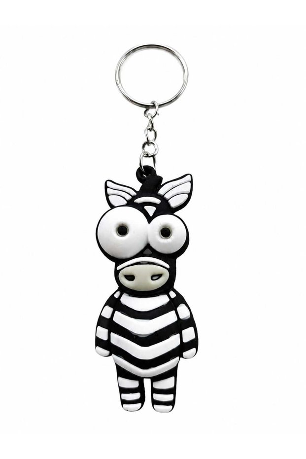 Sparkly-Eyed Zebra Keychain – Cute Zebra Figure Bag Ornament, Gift for a Friend, Birthday Gift, Fun Gift Keychain
