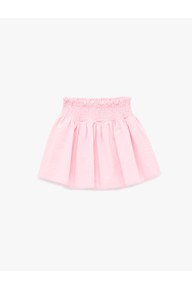 Viscose Blended Cotton Gipe Detailed A-Line High Waist Pleated Skirt