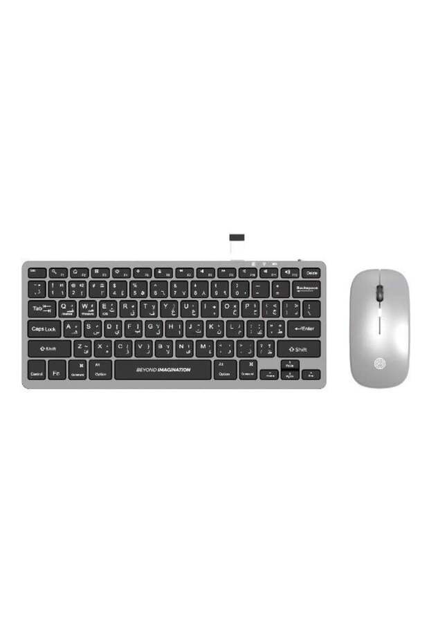Octo Type & Scroll Rechargeable Wireless Keyboard and Mouse Combo with 2.4GHz USB & Bluetooth Dual Mode, 78 Keys English/Arabic Layout - TR-KB523