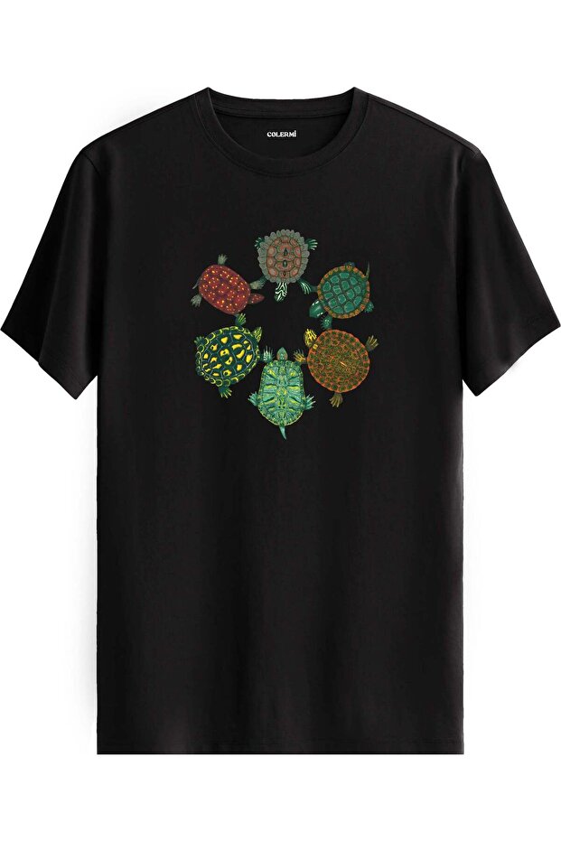 Nature Themed T-Shirt with Turtle Composition