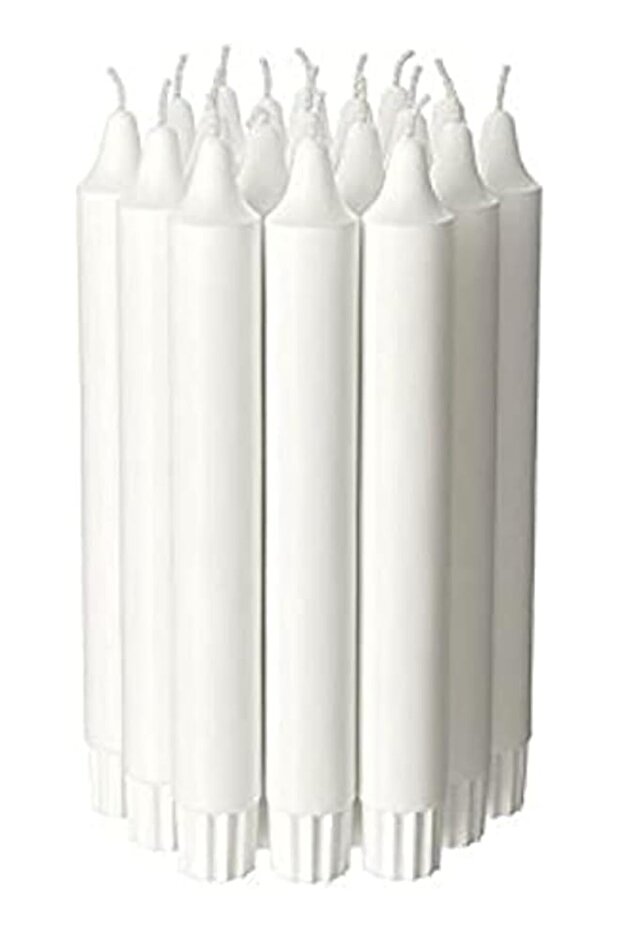 Candle Chandelier Stick (20 Pack) Unscented White, 7.5"