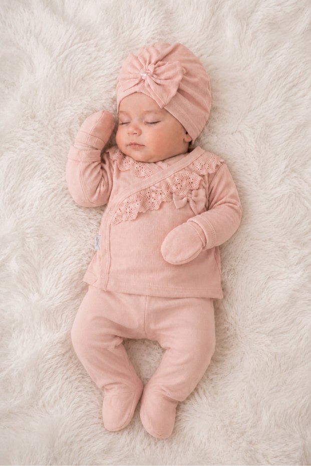 Seasonal Cotton 5-Piece Newborn Baby Girl Hospital Discharge Bodysuit Set, Suitable for Use between 0-3 Months