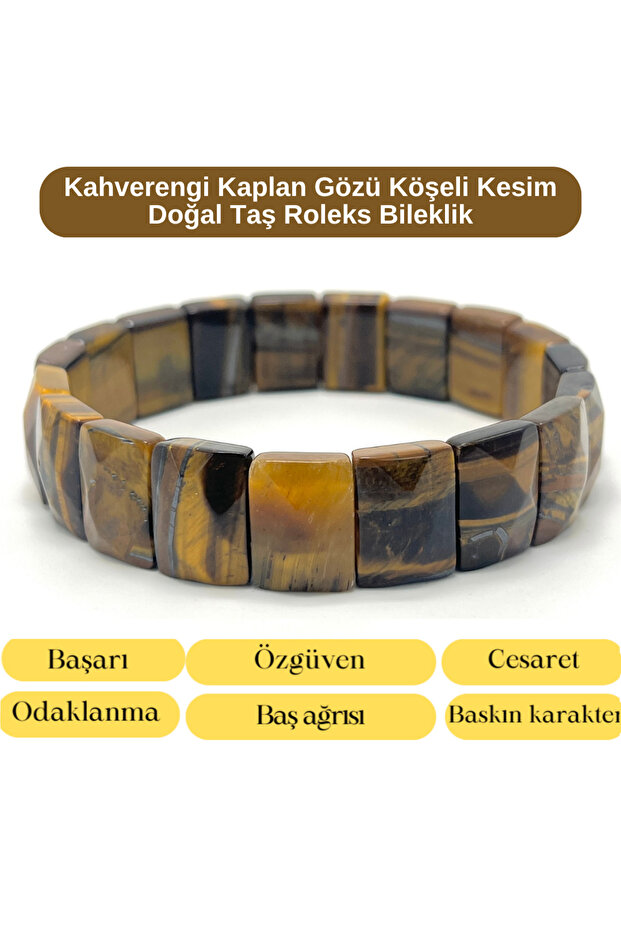 Certified Tiger's Eye Corner Cut Natural Stone Rolex Bracelet