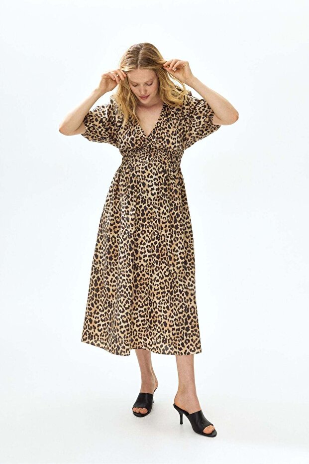 MAMA Balloon-sleeved midi dress