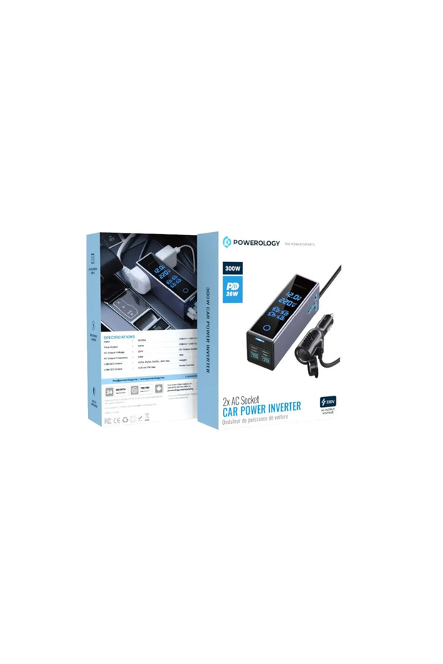 2AC Socket Car Power Inverter Grey