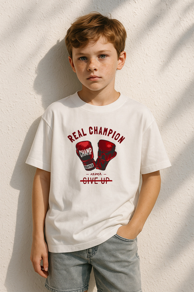 تي شيرت للأولاد مطبوع عليه Real Champion 14606