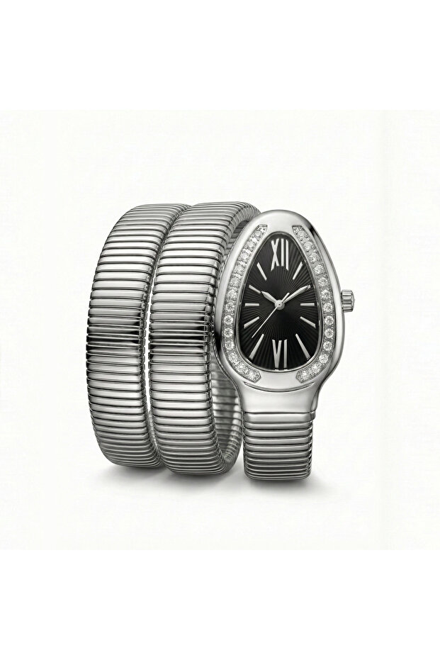 Snake Black Silver Watch