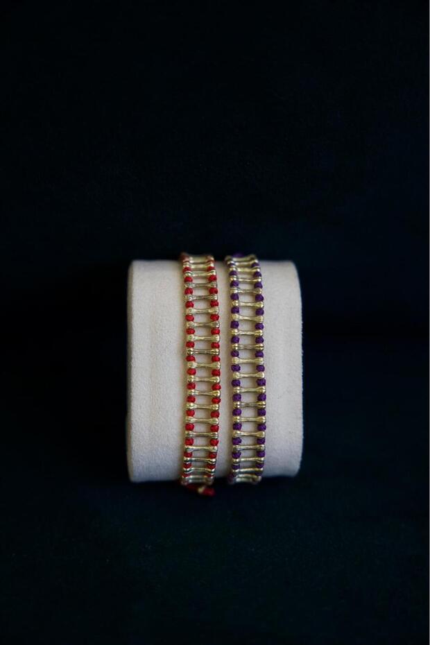 Serra Bronze Plate Bracelet Red