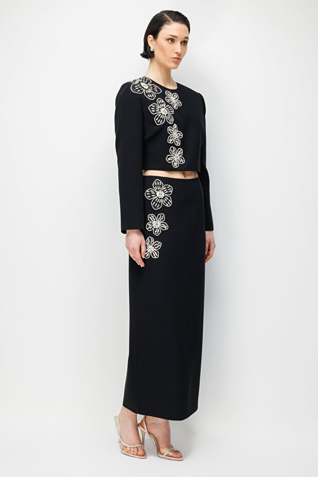 Stone Flower Patchwork Crop Jacket - 3