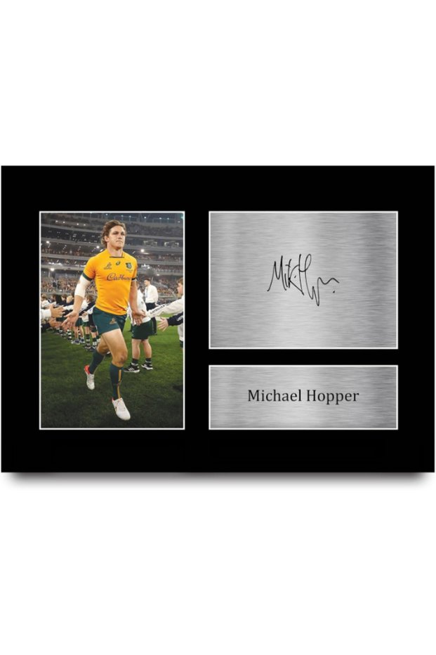Michael Hopper Australia Gifts Printed Signed Autograph Picture for Rugby Union Fans - A4