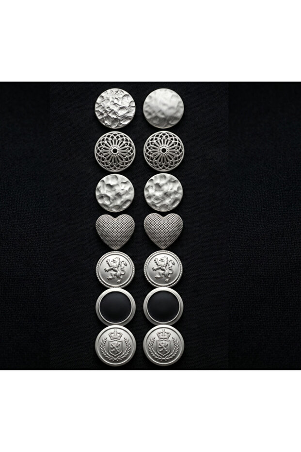 مجموعة أزرار مدمجة باللون الفضي 2