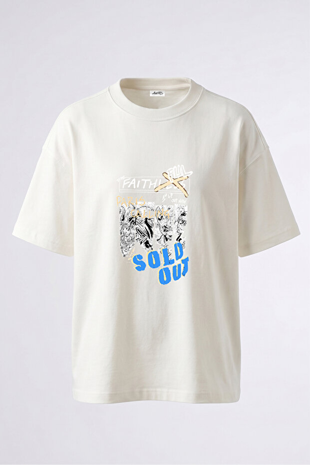 Graphic Novel Punk Design Back Printed Cotton White Oversize T-Shirt