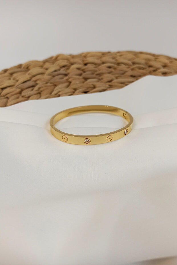 Alloy Cartier Handcuff Stone Bracelet Gold Trend Elegant Gift Women