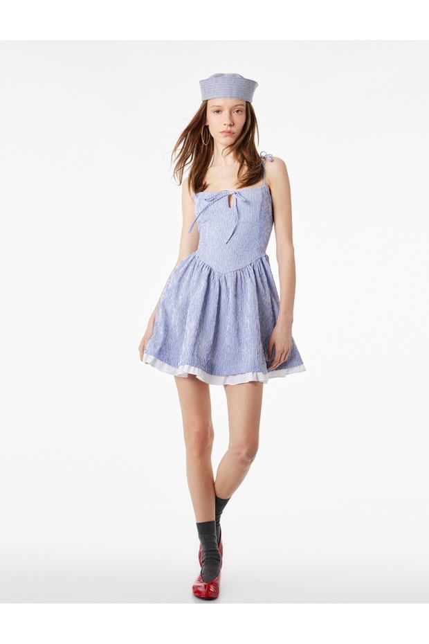 Women's Dress 6Sal80014Iw Blue Striped