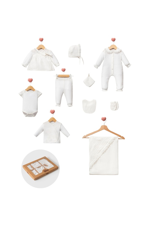 Ruffle Detailed Lux 1. Quality 10-Pack Baby Girl Muslin Hospital Outfit