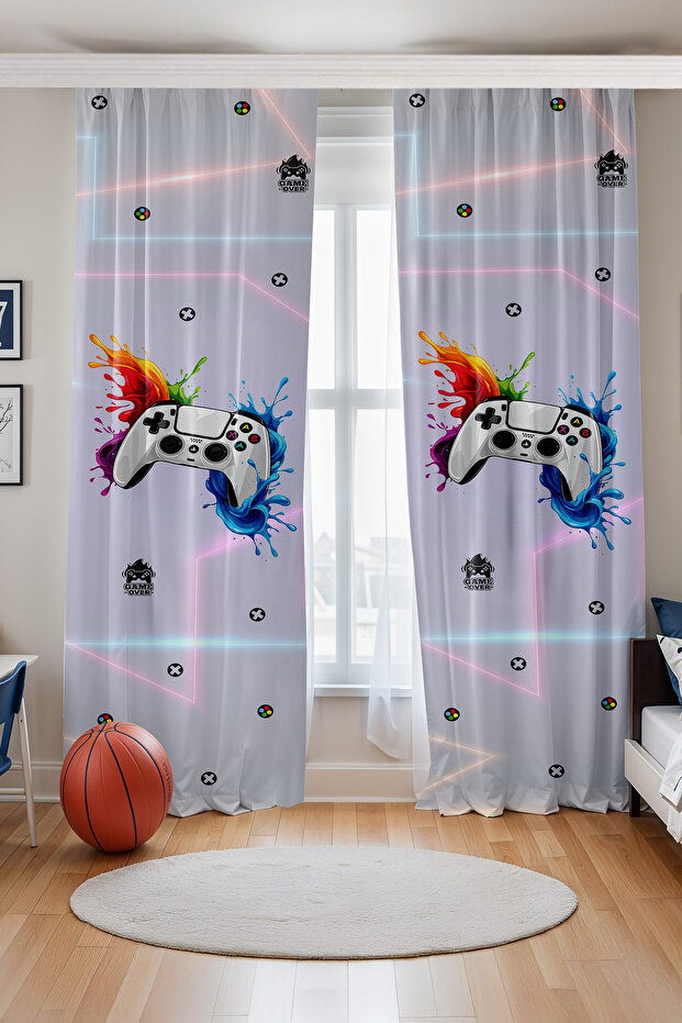 Game Passion Patterned Children's Baby Room Background Curtain (Single Wing Pricing)