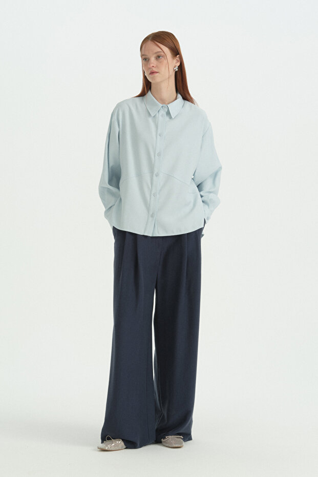 Front Cut Out Shirt - Light Blue
