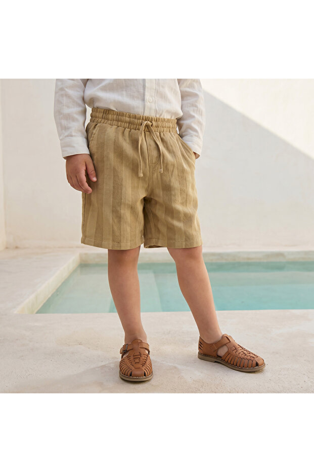 Knee-Length Elasticated Drawstring Waist Shorts with Pockets