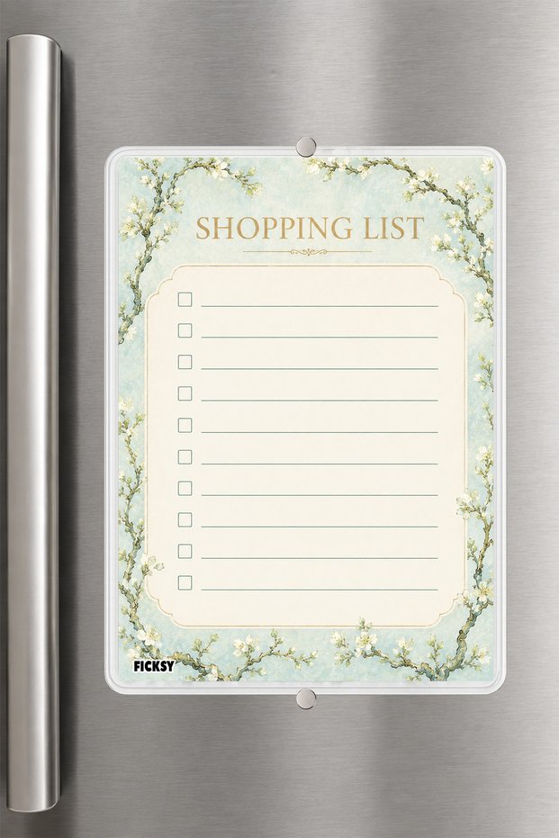 Shopping List - A5 - Magnetic - Pvc - Refrigerator Note Holder & Desktop - Summer Erase - Planner