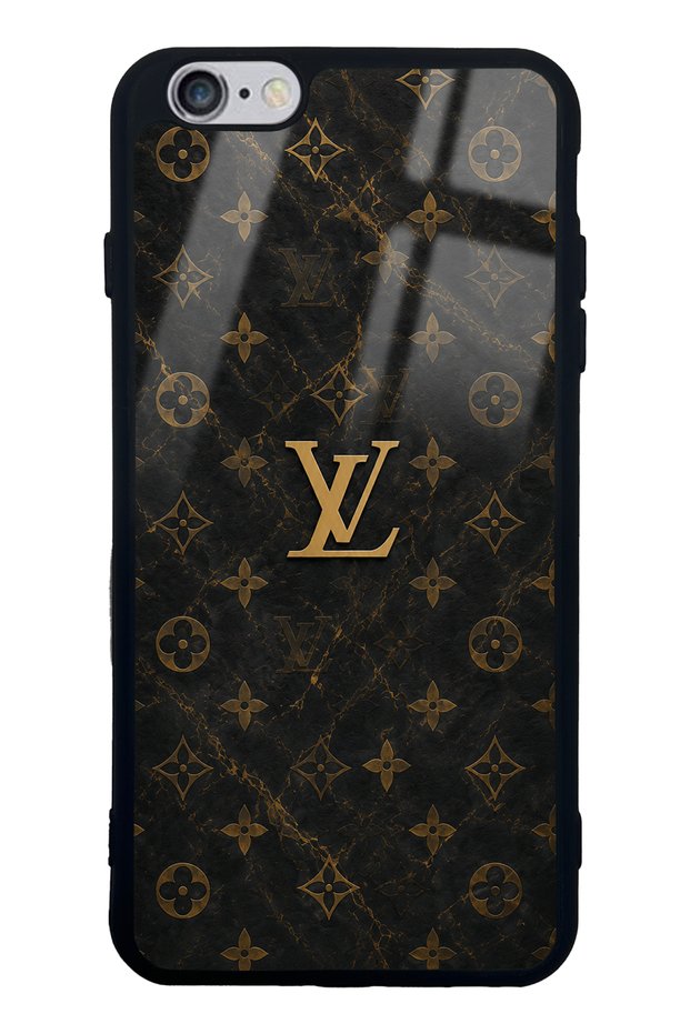 iPhone 6 Plus Black Marble Gold Lv Design Glossy Phone Case