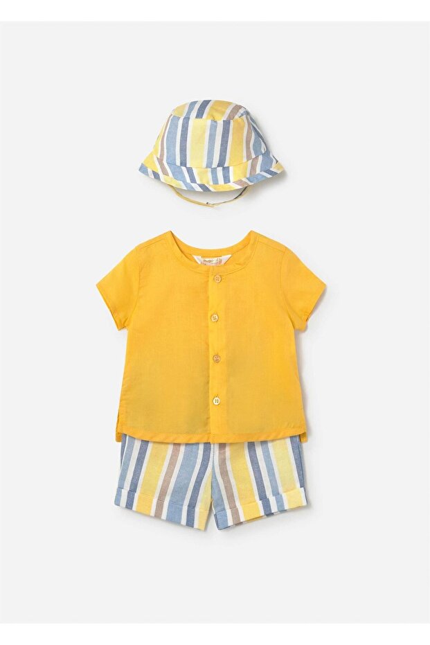 Baby Boy 3-Piece Hat, Shorts and Shirt Set Yellow 1283